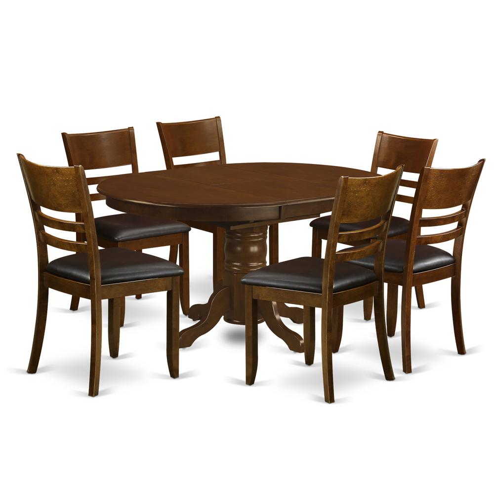 7  Pc  set  Kenley  with  a  Leaf  and  6Padded  Leather  Kitchen  Chairs  in  Espresso  .. Picture 1