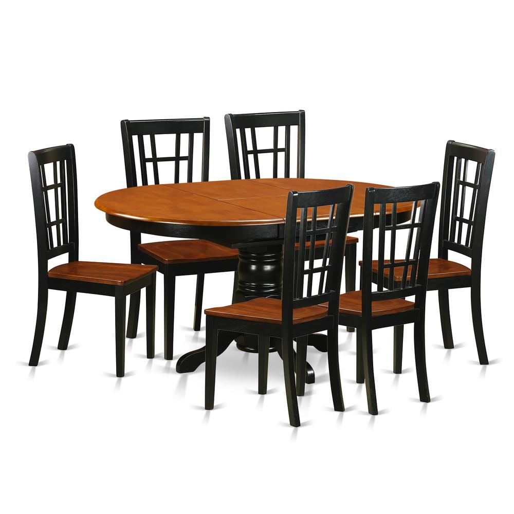 7  PC  Dining  set-Dining  Table  and  6  Wooden  Kitchen  Chairs. Picture 1