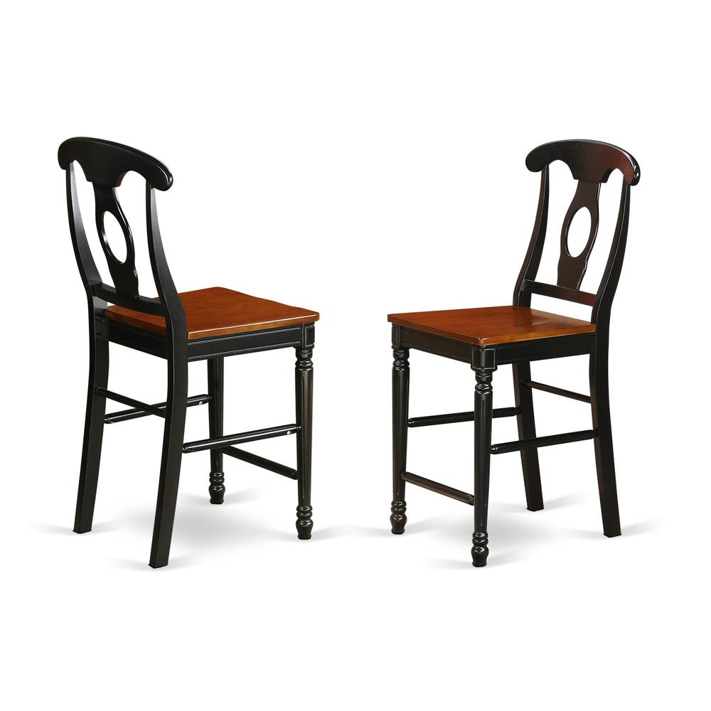 Kenley  Counter  Height  Stools  With  Wood  Seat  In  Black  and  Cherry  Finish,  Set  of  2. Picture 1