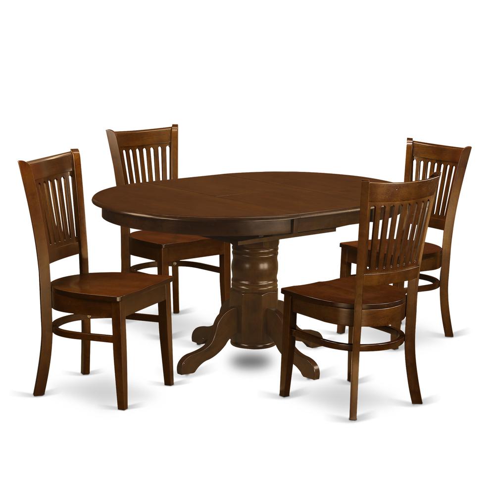 5  Pc  set  Kenley  Dining  Table  with  a  Leaf  and  4  Wood  Kitchen  Chairs. Picture 1