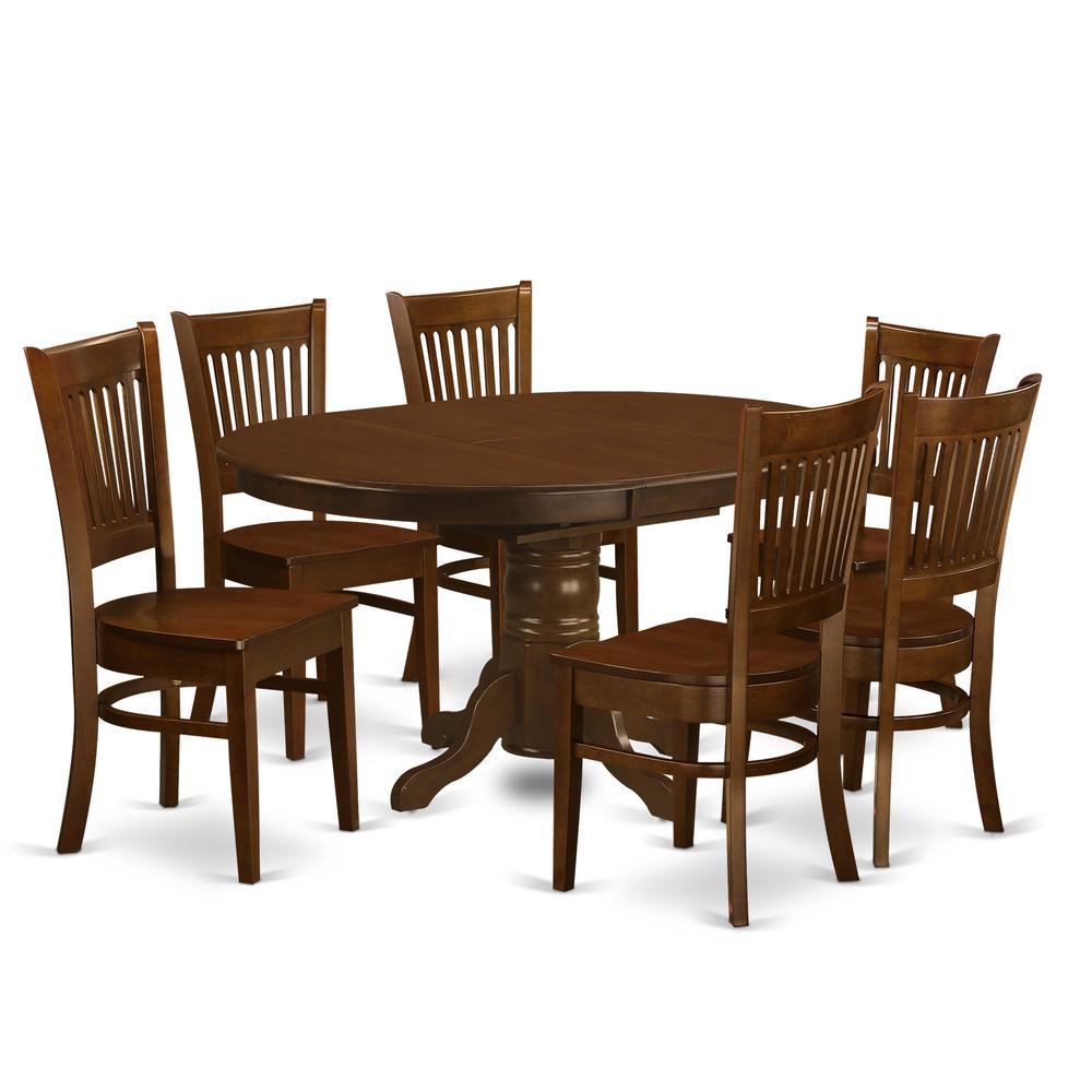 7  Pc  set  Kenley  Dinette  Table  with  a  Leaf  and  6  hard  wood  Seat  Chairs  in  Espresso  .. Picture 1