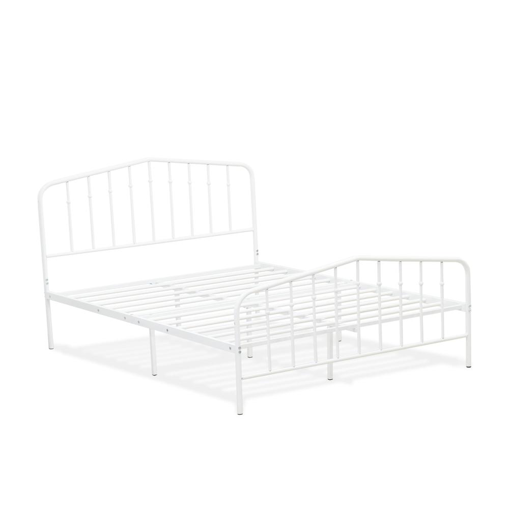 Kemah Queen Platform Bed with 4 Metal Legs - Magnificent Bed in Powder Coating White Color. Picture 1