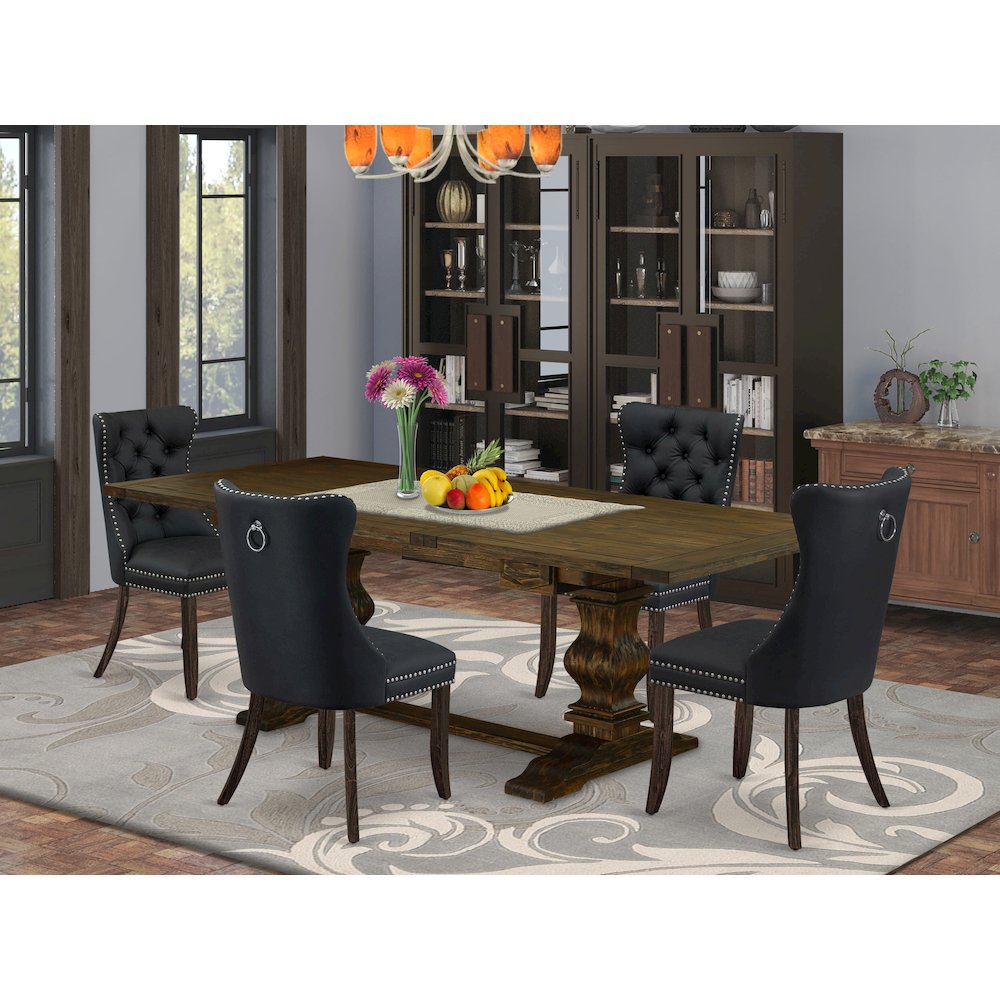 5 Piece Dining Set Consists of a Rectangle Wooden Table with Butterfly Leaf. Picture 2