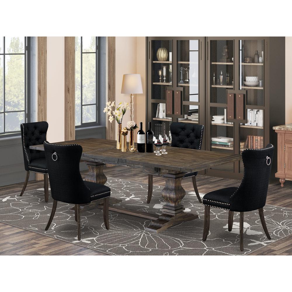 5 Piece Dining Set Consists of a Rectangle Wooden Table with Butterfly Leaf. Picture 7