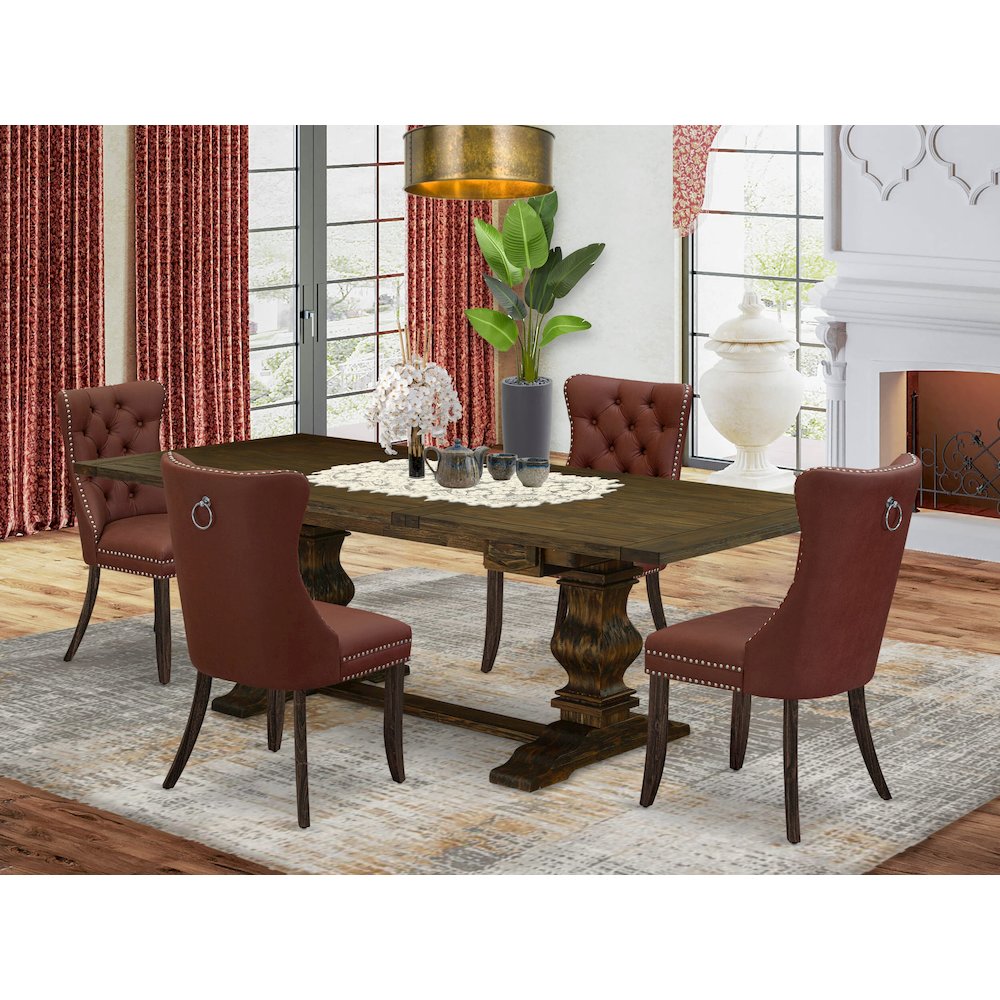 5 Piece Dinette Set Contains a Rectangle Wooden Table with Butterfly Leaf. Picture 2