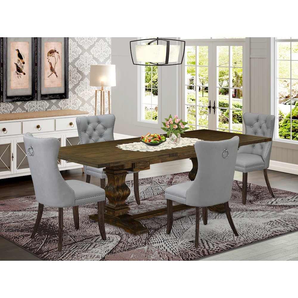 5 Piece Dining Table Set Consists of a Rectangle Wooden Table. Picture 2
