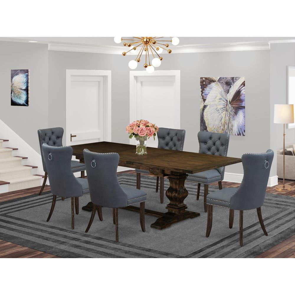 7 Piece Kitchen Set Contains a Rectangle Dining Table with Butterfly Leaf. Picture 7