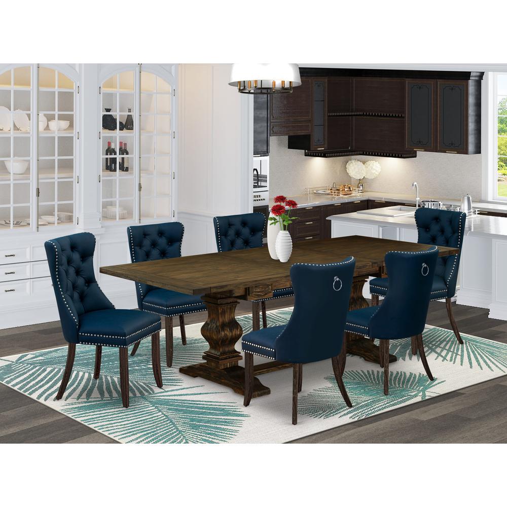 7 Piece Kitchen Set Contains a Rectangle Dining Table with Butterfly Leaf. Picture 7