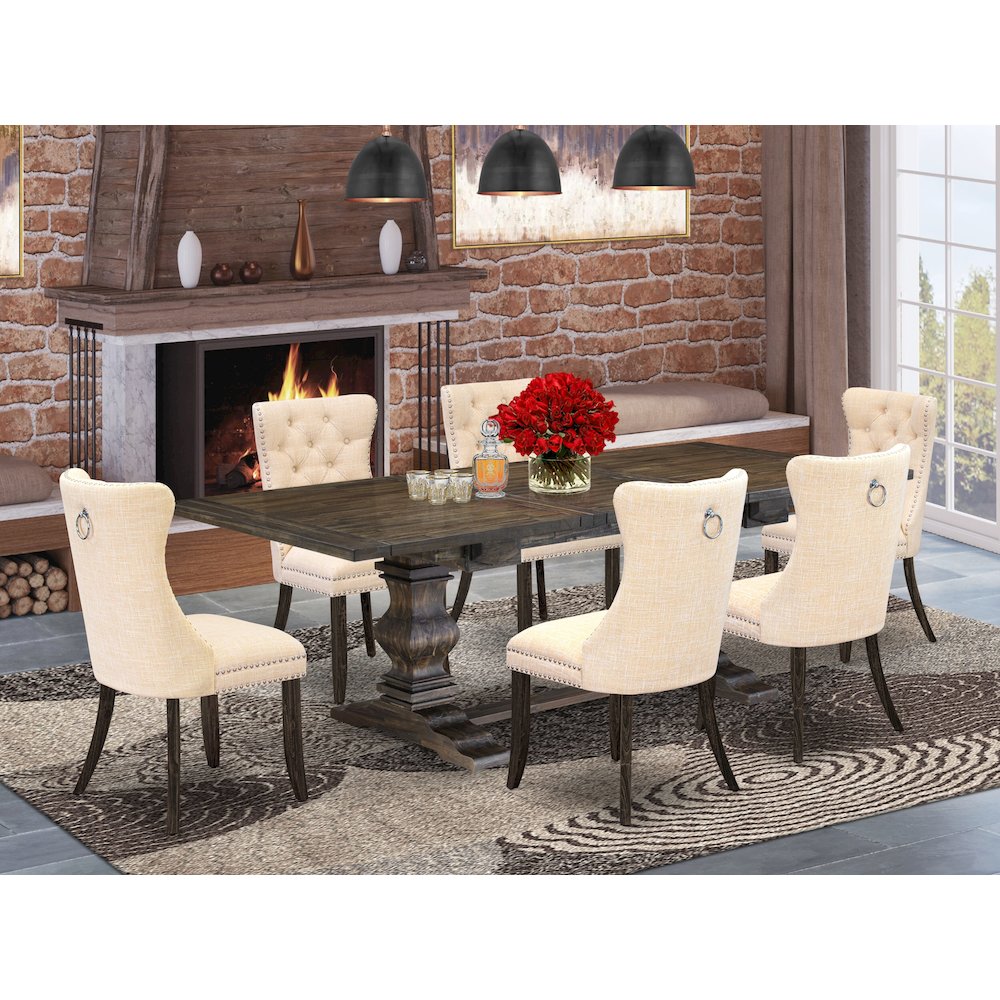 7 Piece Kitchen Set Consists of a Rectangle Dining Table with Butterfly Leaf. Picture 2