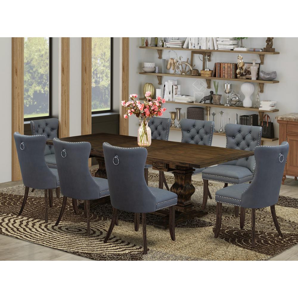 9 Piece Dinette Set Consists of a Rectangle Kitchen Table with Butterfly Leaf. Picture 7