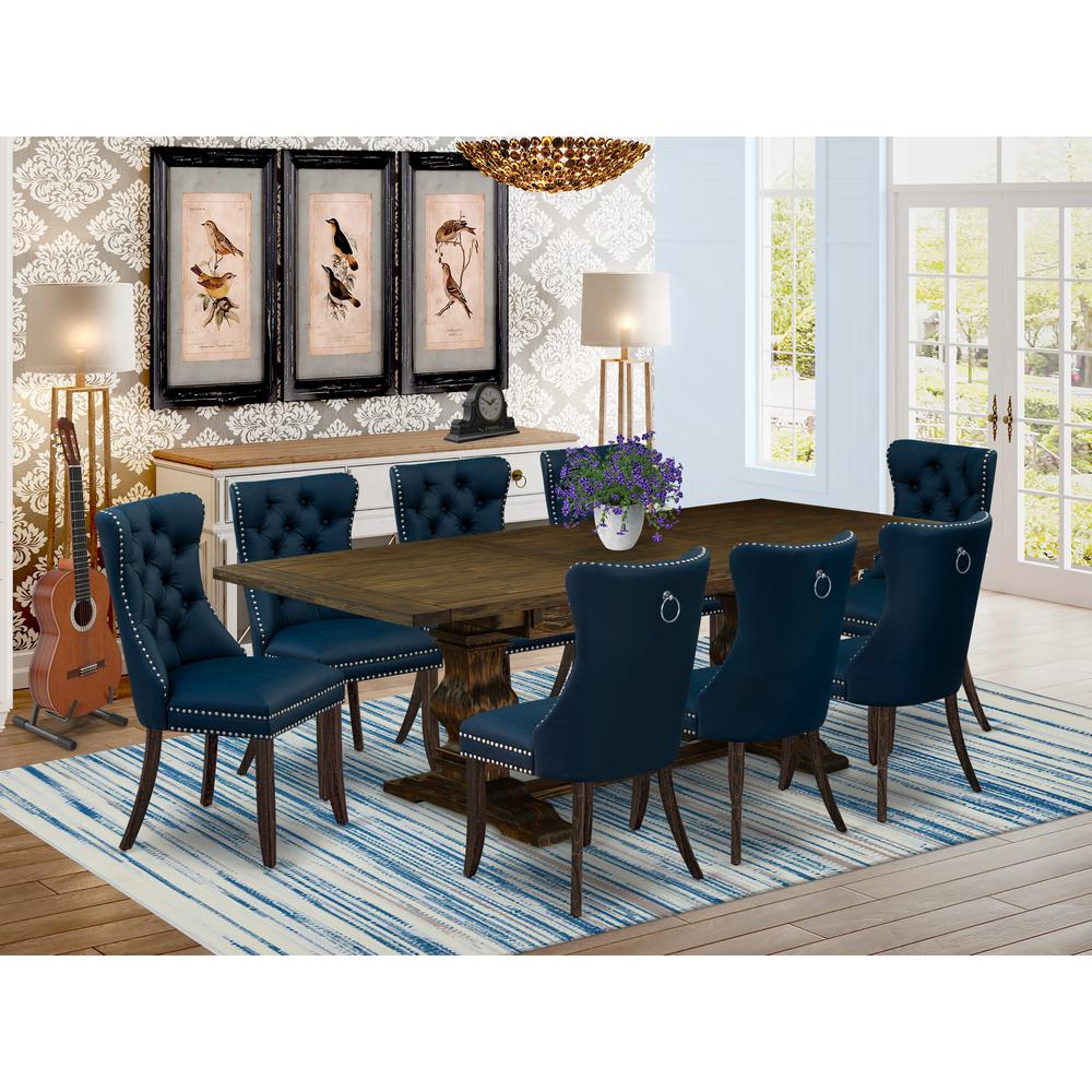 9 Piece Dining Set Consists of a Rectangle Kitchen Table with Butterfly Leaf. Picture 7