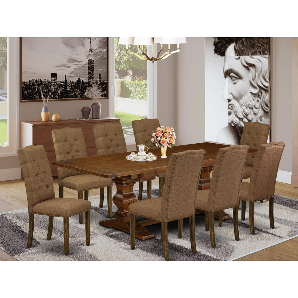 East West Furniture Dining Table Set, 42x92 Inch, LAEL9-87-18. Picture 2