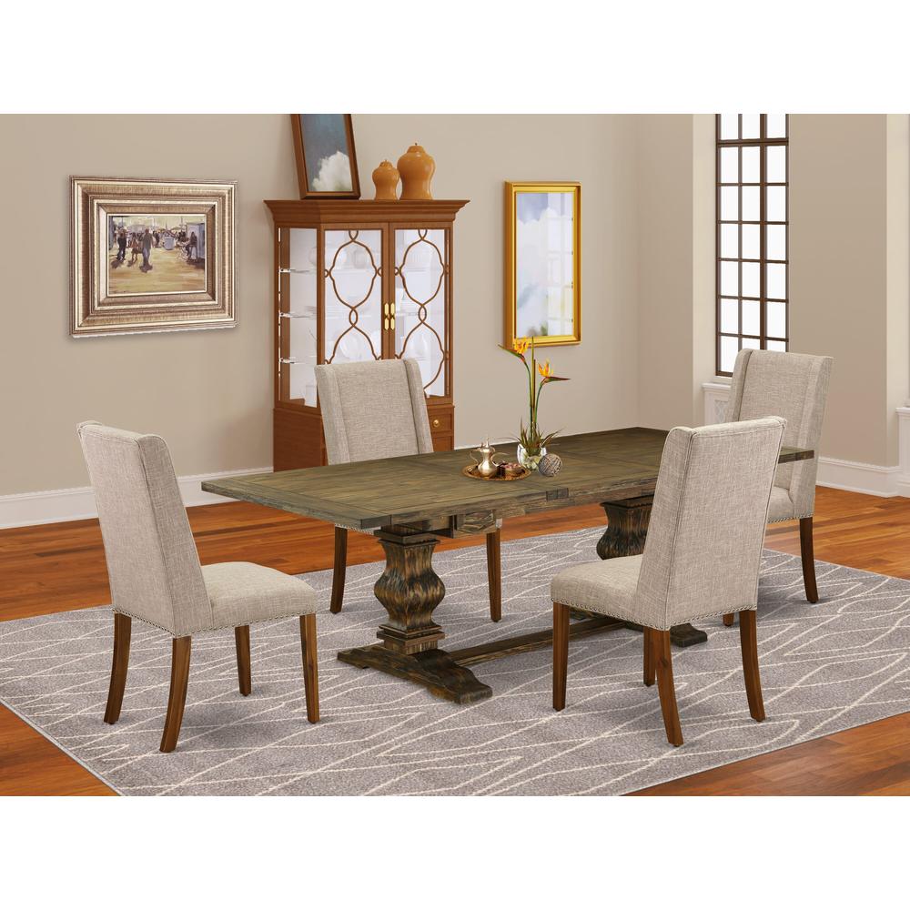 5-piece dinette set with Chair’s Legs and Clay Linen Fabric. Picture 18
