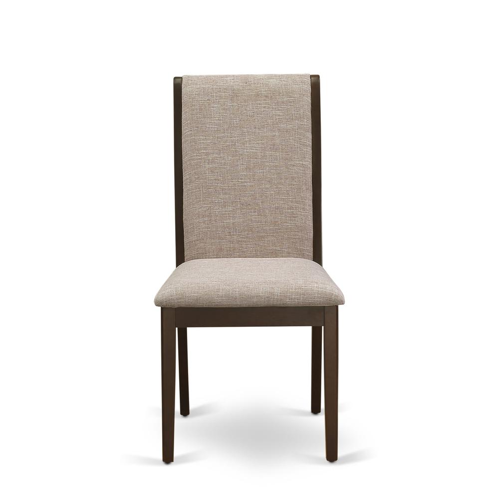 9-pc kitchen table set with Chair’s Legs and Light Tan Linen Fabric. Picture 7