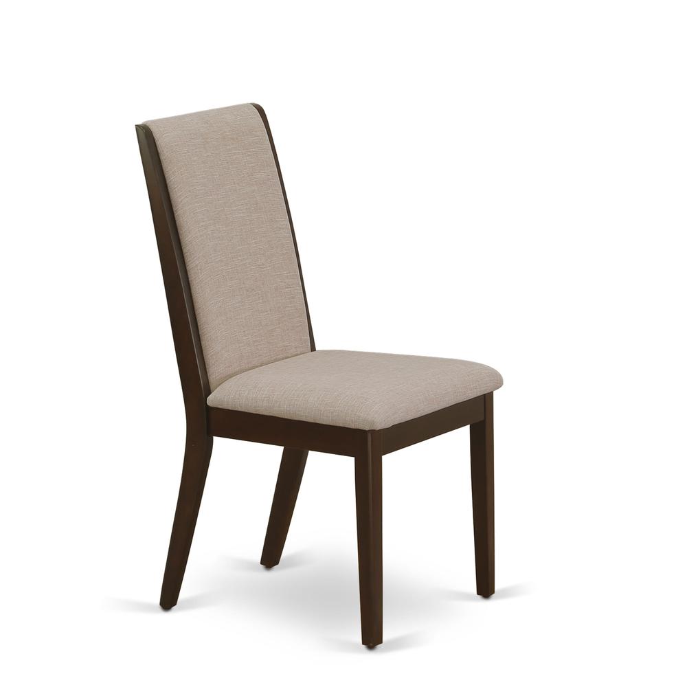 9-pc kitchen table set with Chair’s Legs and Light Tan Linen Fabric. Picture 8