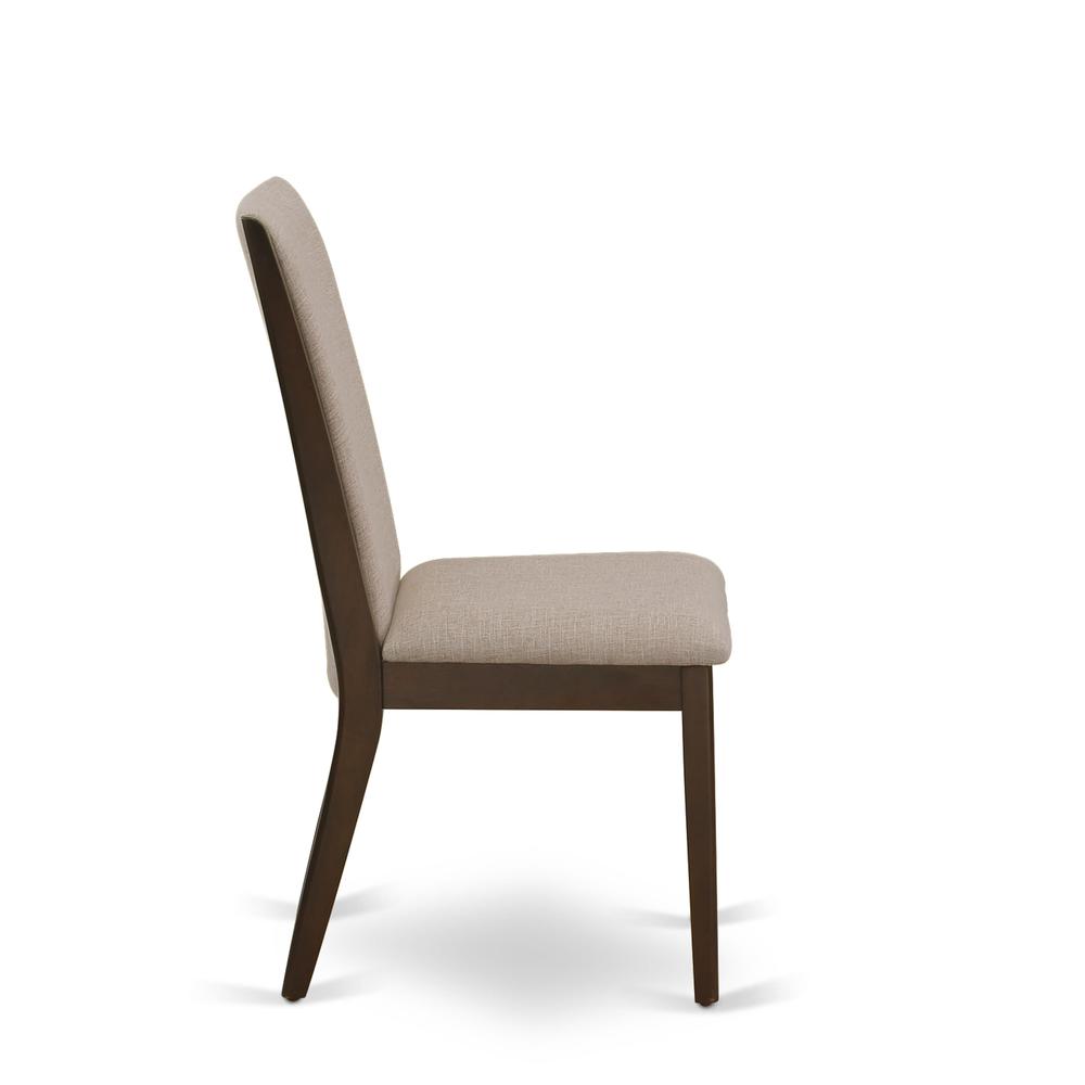 9-pc kitchen table set with Chair’s Legs and Light Tan Linen Fabric. Picture 9