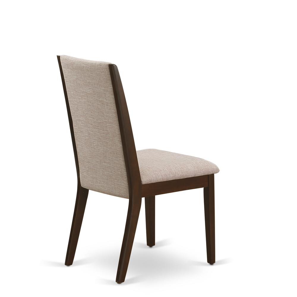 9-pc kitchen table set with Chair’s Legs and Light Tan Linen Fabric. Picture 10