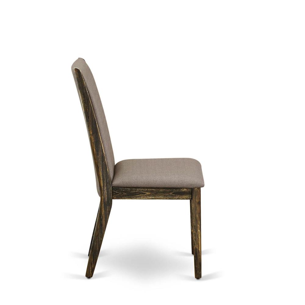 7-pc dinette set with Chair’s Legs and Dark Khaki Linen Fabric. Picture 7