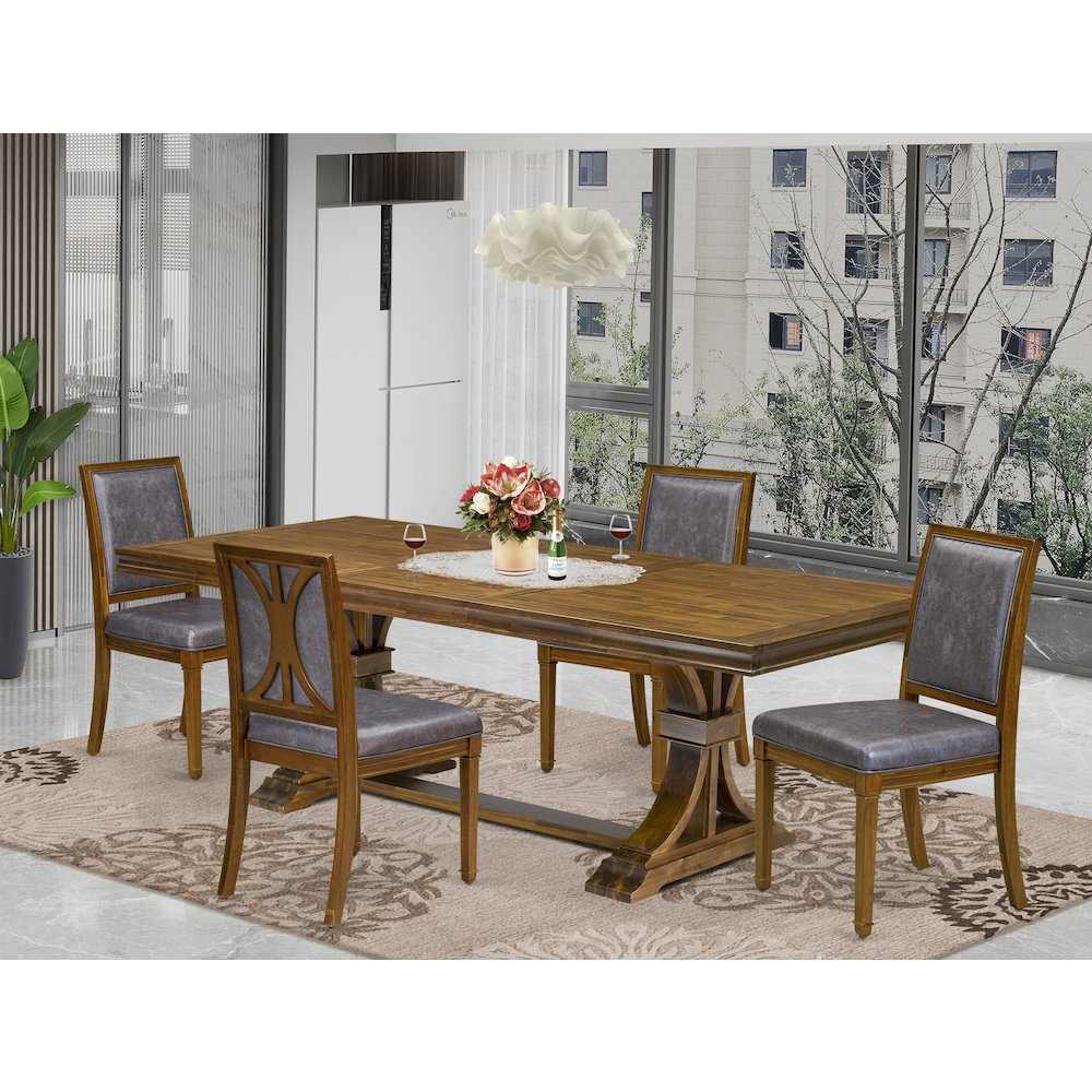 5 Piece Dining Table Set Consist of Dining Room Table and 4 Padded Chairs. Picture 5