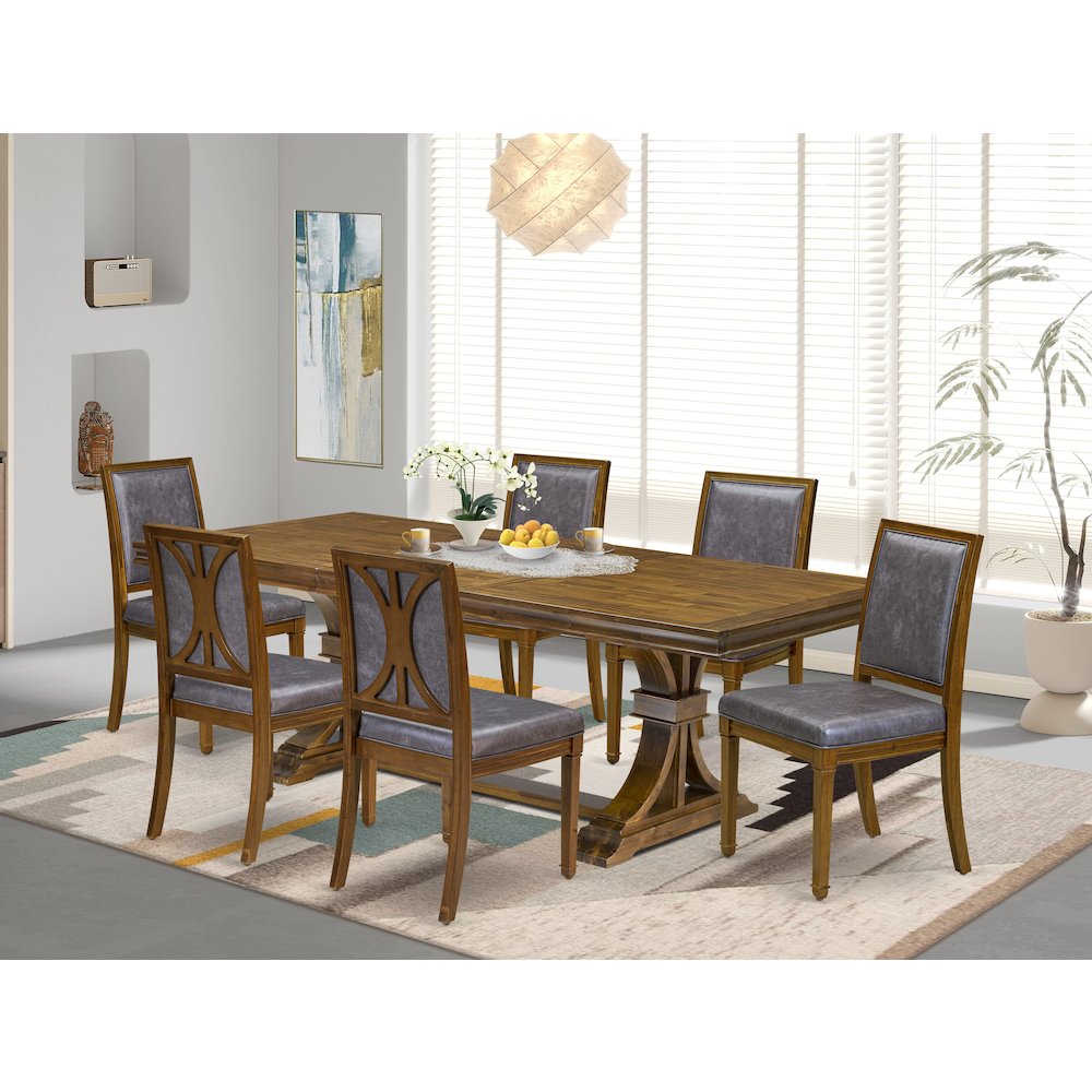 7 Piece Dining Table Set included of Kitchen Table and 6 Parson Chairs. Picture 5
