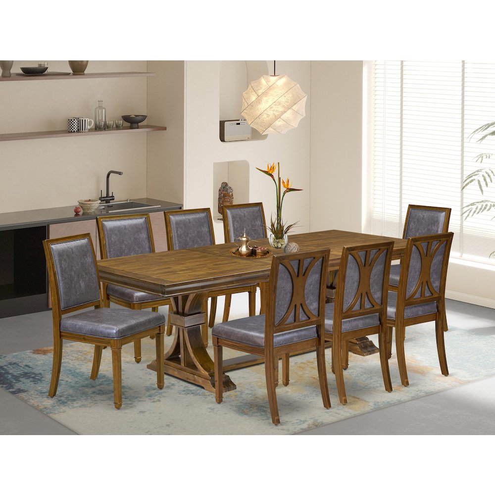 9 piece Kitchen Table Set consists of a Dining Table and 8 kitchen Chairs. Picture 5