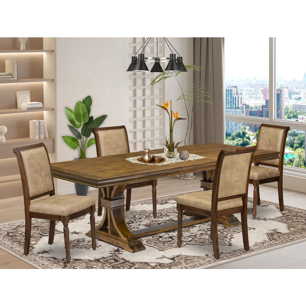 5 piece Modern Dining Table Set of a Kitchen Table and 4 Dark Grey Dining Chairs. Picture 5