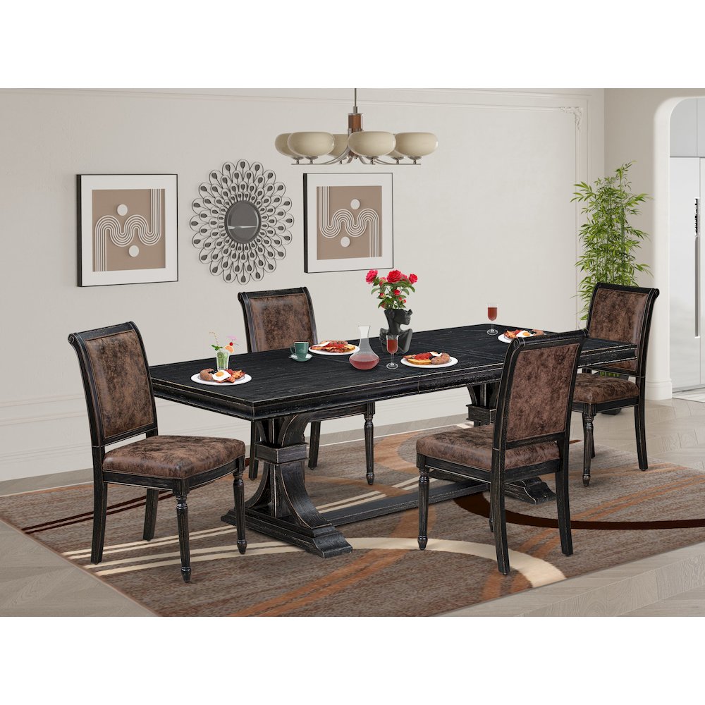 5 piece Kitchen Table Set consists of a Modern Dining Table and 4 Dining Chairs. Picture 5