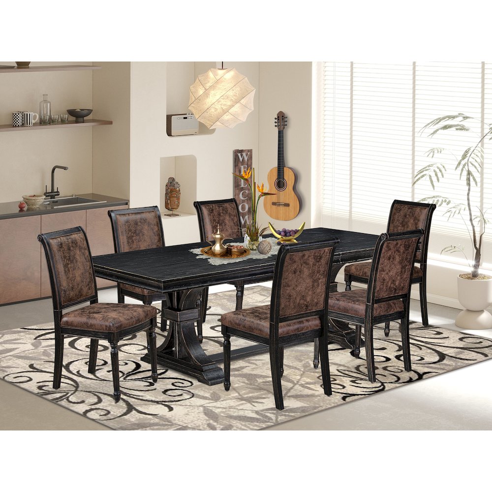 7 piece Modern Dining Table Set includes a Kitchen Table and 6 Dinner Chairs. Picture 5