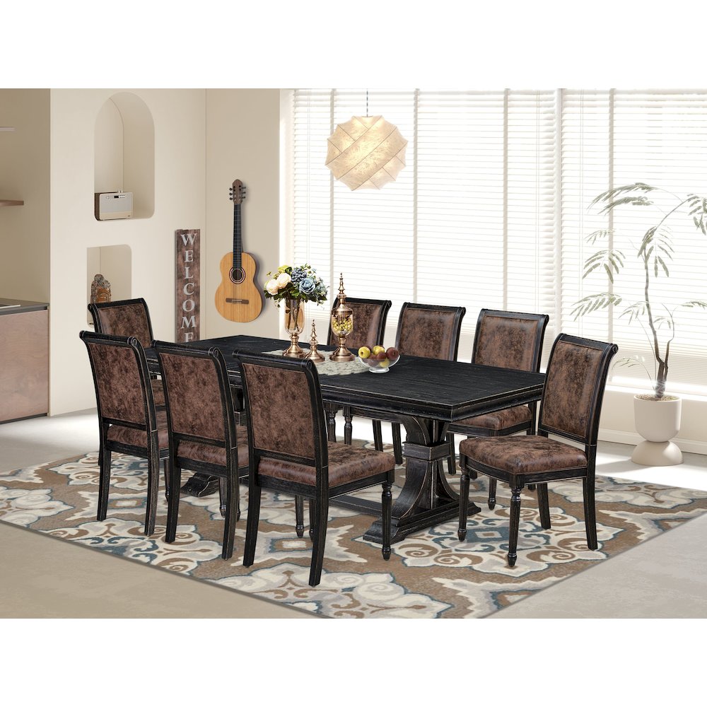 9 piece Modern Dining Table Set consists of a Dining Table and 8 Dinner Chairs. Picture 5