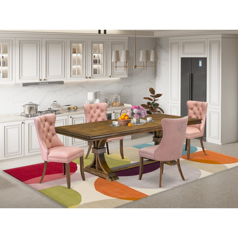 5 piece Dining Table Set of a Modern Dining Table and 4 Kitchen Chairs. Picture 5