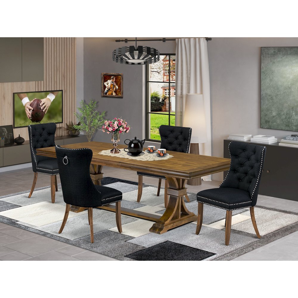 5 Pieces Modern Dining Set a Rectangle Kitchen Table and 4 Dining Chairs. Picture 5