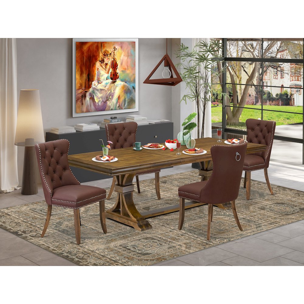 5 piece Kitchen Table Set of a Dining Table and 4 Faux Leather Kitchen Chairs. Picture 5