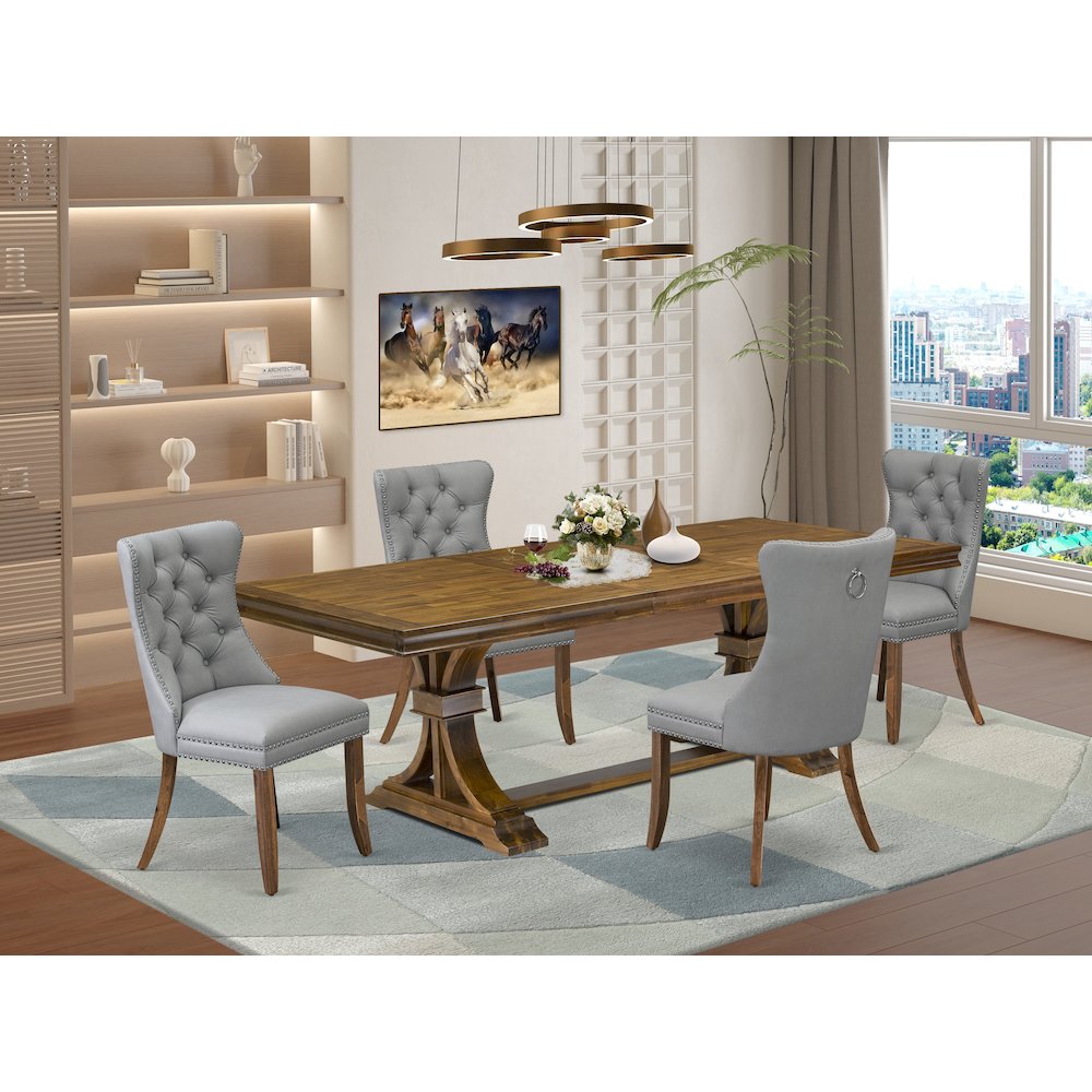 5 Pieces Modern Dining Set a Rectangle Kitchen Table and 4 Dining Chairs. Picture 5