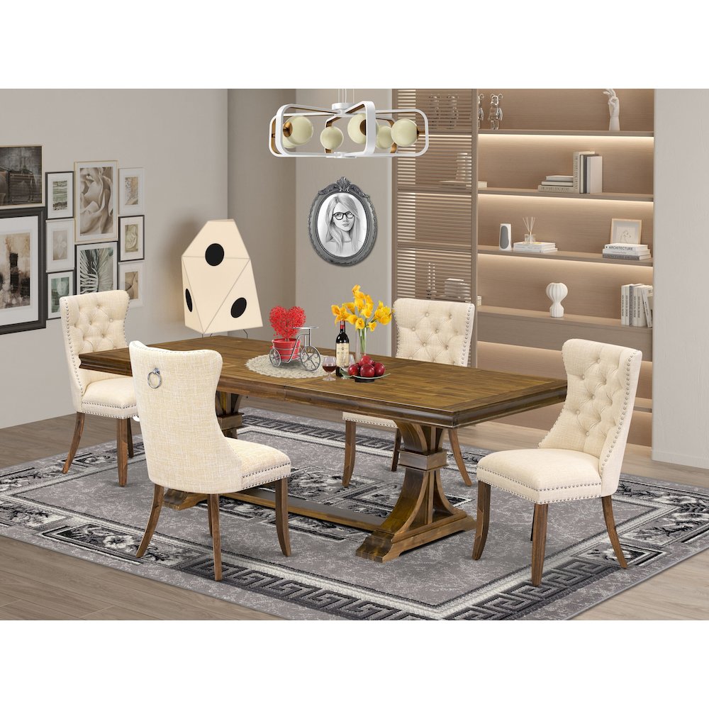 5 Pieces Modern Dining Set a Rectangle Kitchen Table and 4 Dining Chairs. Picture 5