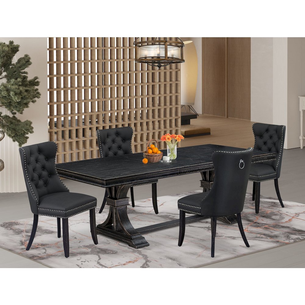 5 Pieces Modern Dining Set a Rectangle Kitchen Table and 4 Dining Chairs. Picture 5