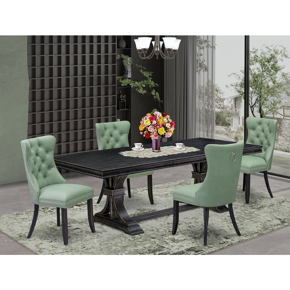 5 Pieces Modern Dining Set a Rectangle Kitchen Table and 4 Dining Chairs. Picture 5