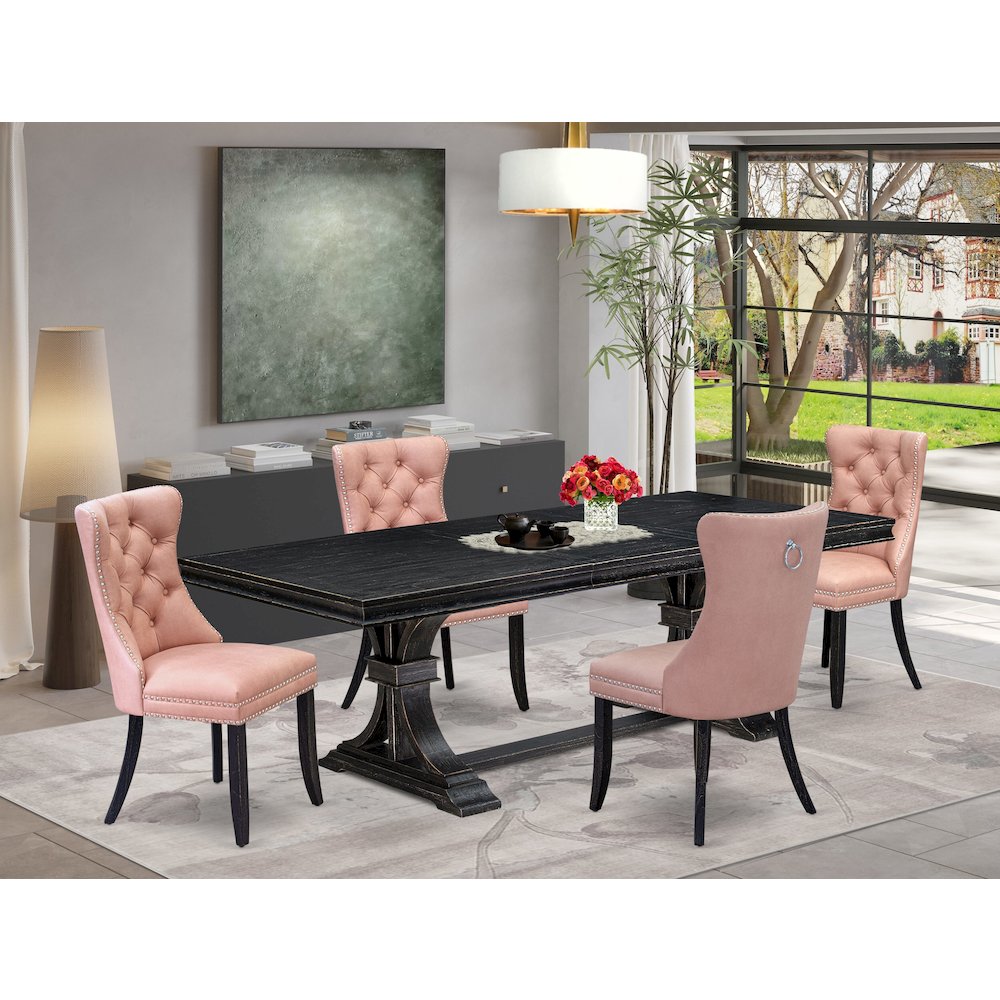 5 Pieces Modern Dining Set a Rectangle Kitchen Table and 4 Dining Chairs. Picture 5