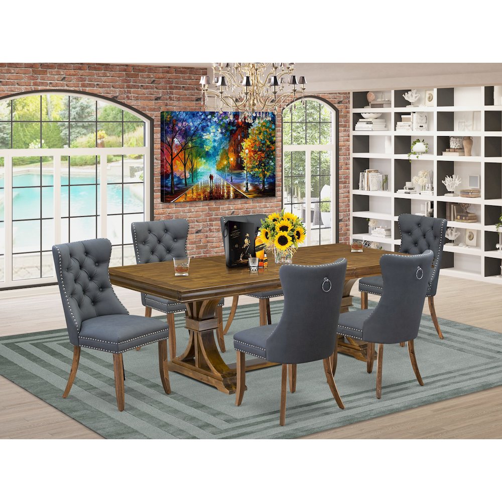7 piece Modern Dining Table Set includes a Kitchen Table and 6 Dining Chairs. Picture 5