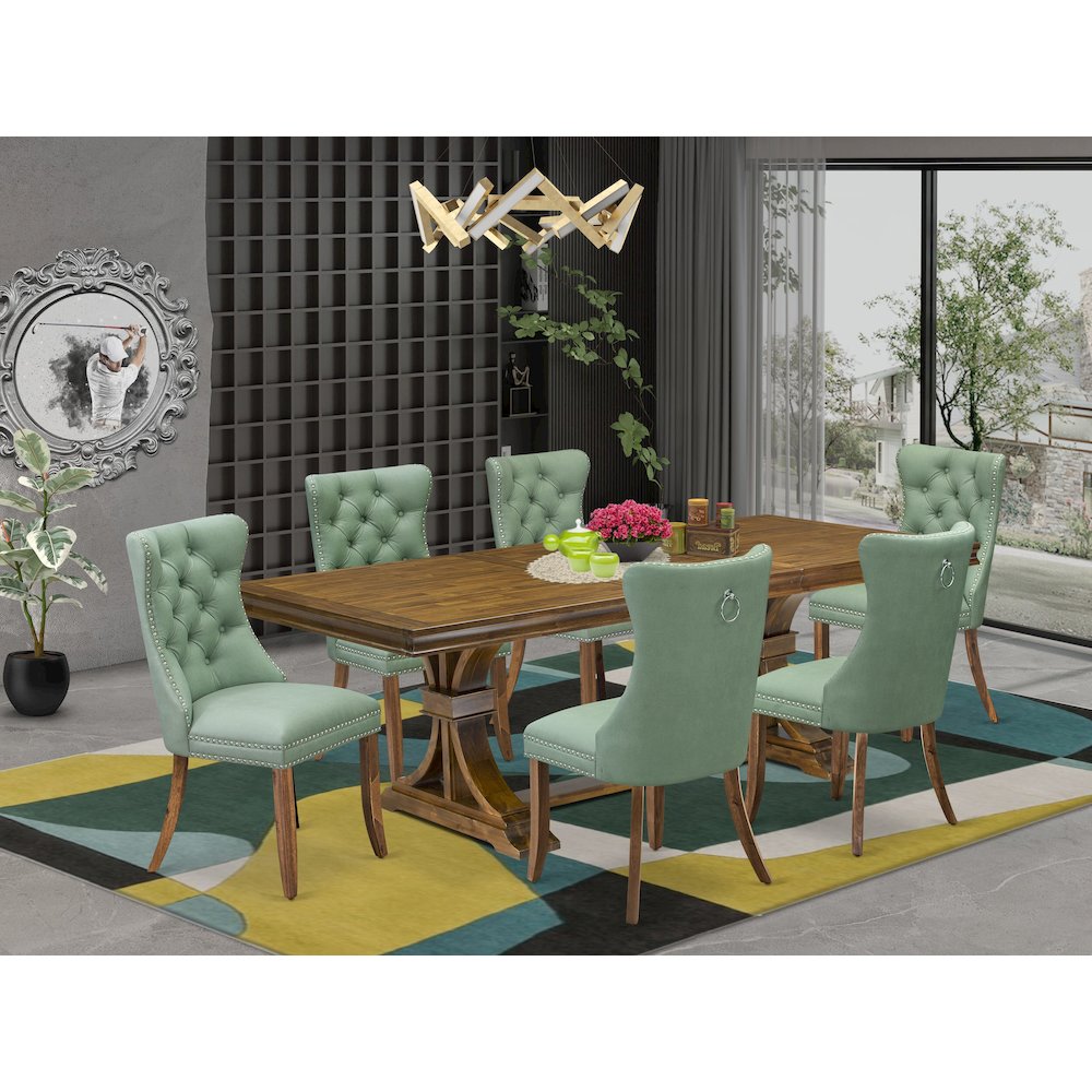 7 piece Kitchen Table Set consists of a Dining Table and 6 Modern Dining Chairs. Picture 5