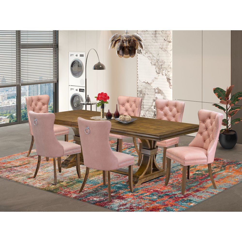 7 piece Dining Table Set a Kitchen Table and 6 Faux Leather Dining Chairs. Picture 5