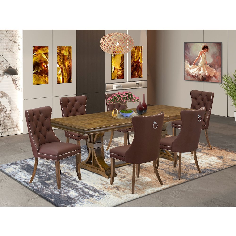 7 piece Modern Dining Table Set a Kitchen Table and 6 Faux Leather Dining Chairs. Picture 5