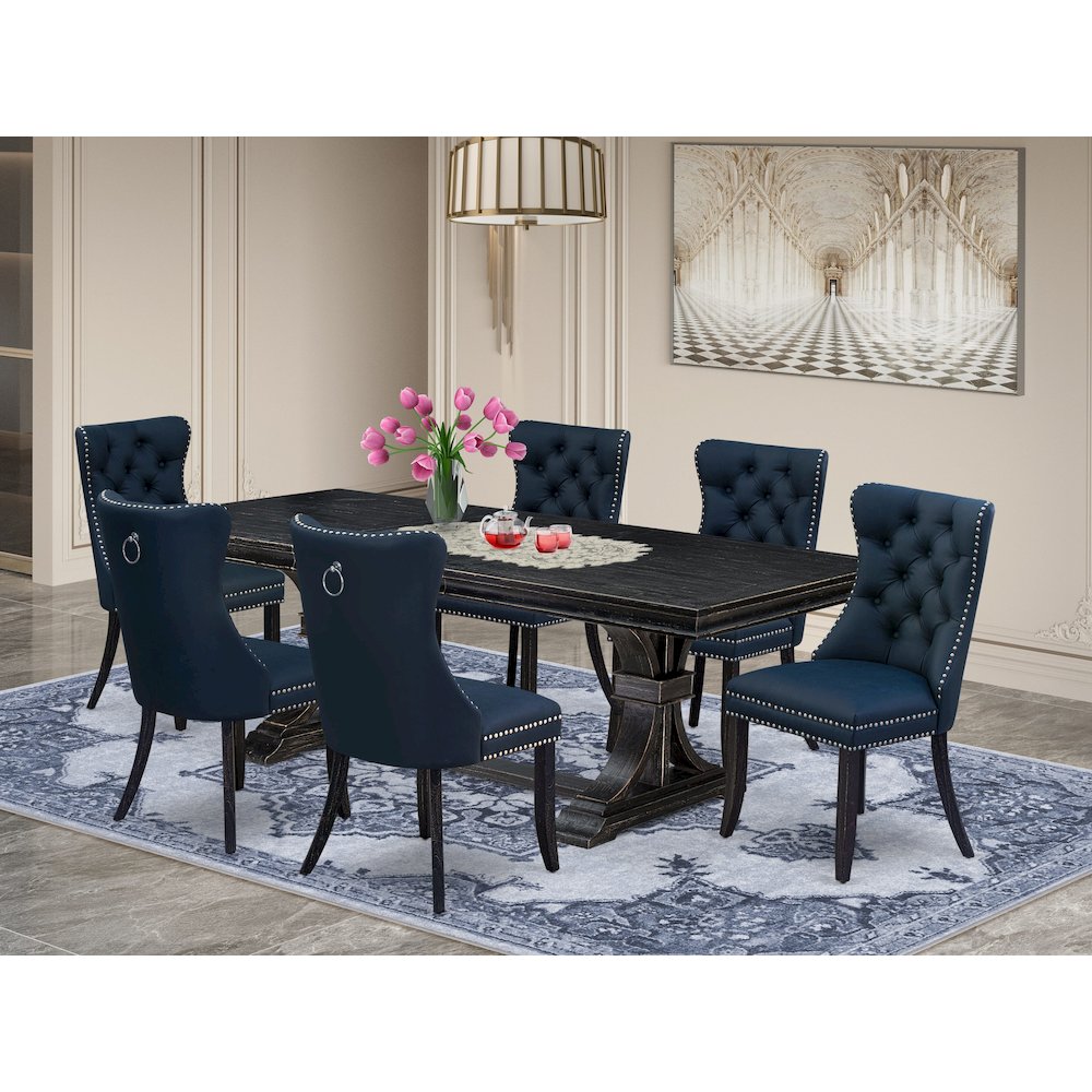 7 piece dining set a breakfast table and 6 Faux Leather kitchen Chairs. Picture 5