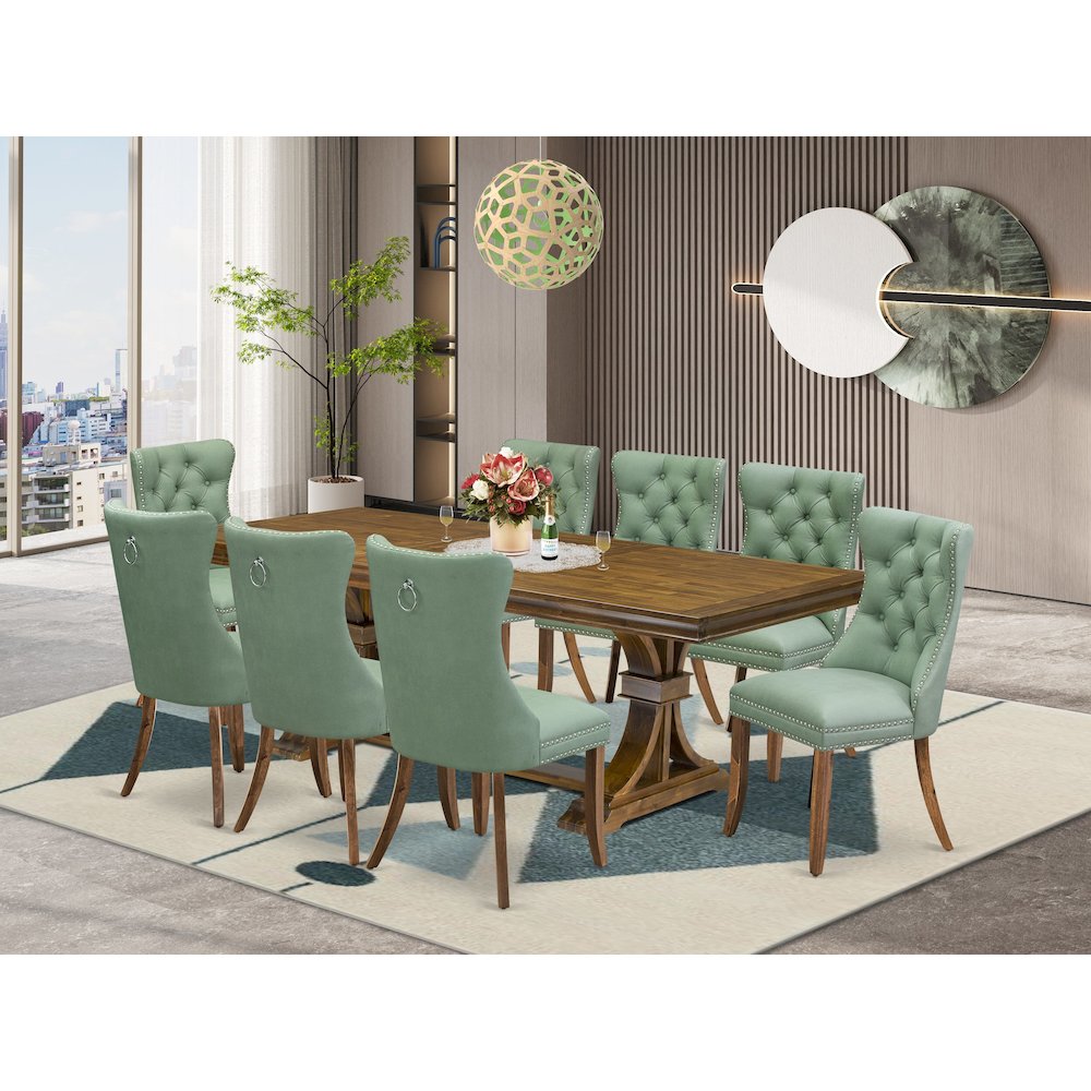 9 piece Modern Dining Table Set includes a Kitchen Table and 8 Dinner Chairs. Picture 5