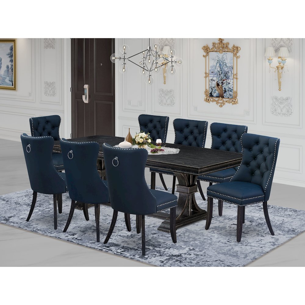 9 piece kitchen set includes a dining table and 8 Faux Leather dining Chairs. Picture 5