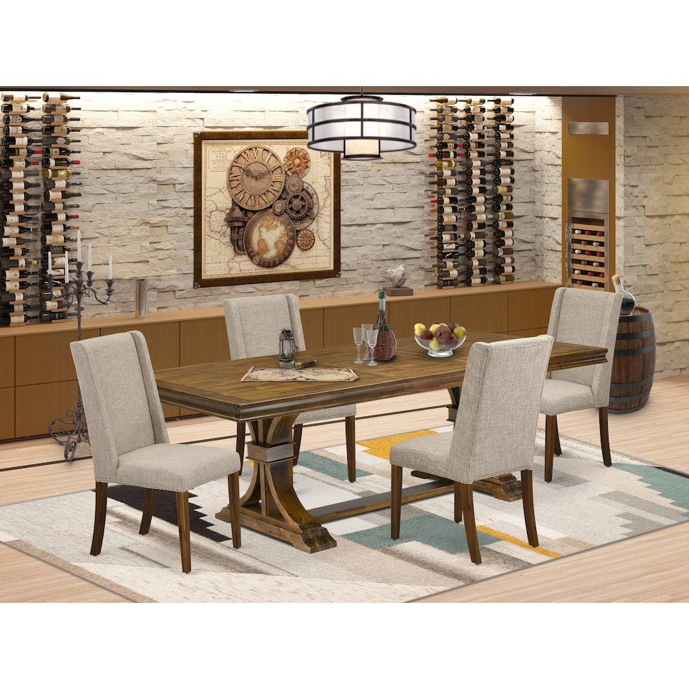 5 piece kitchen dining set a breakfast table and 4 Linen Fabric kitchen chairs. Picture 5