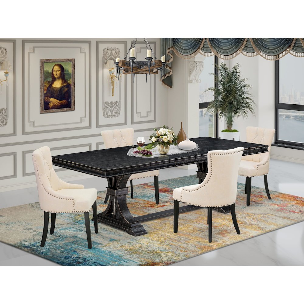 5 piece kitchen set a kitchen table and 4 parson chairs & black legs. Picture 5