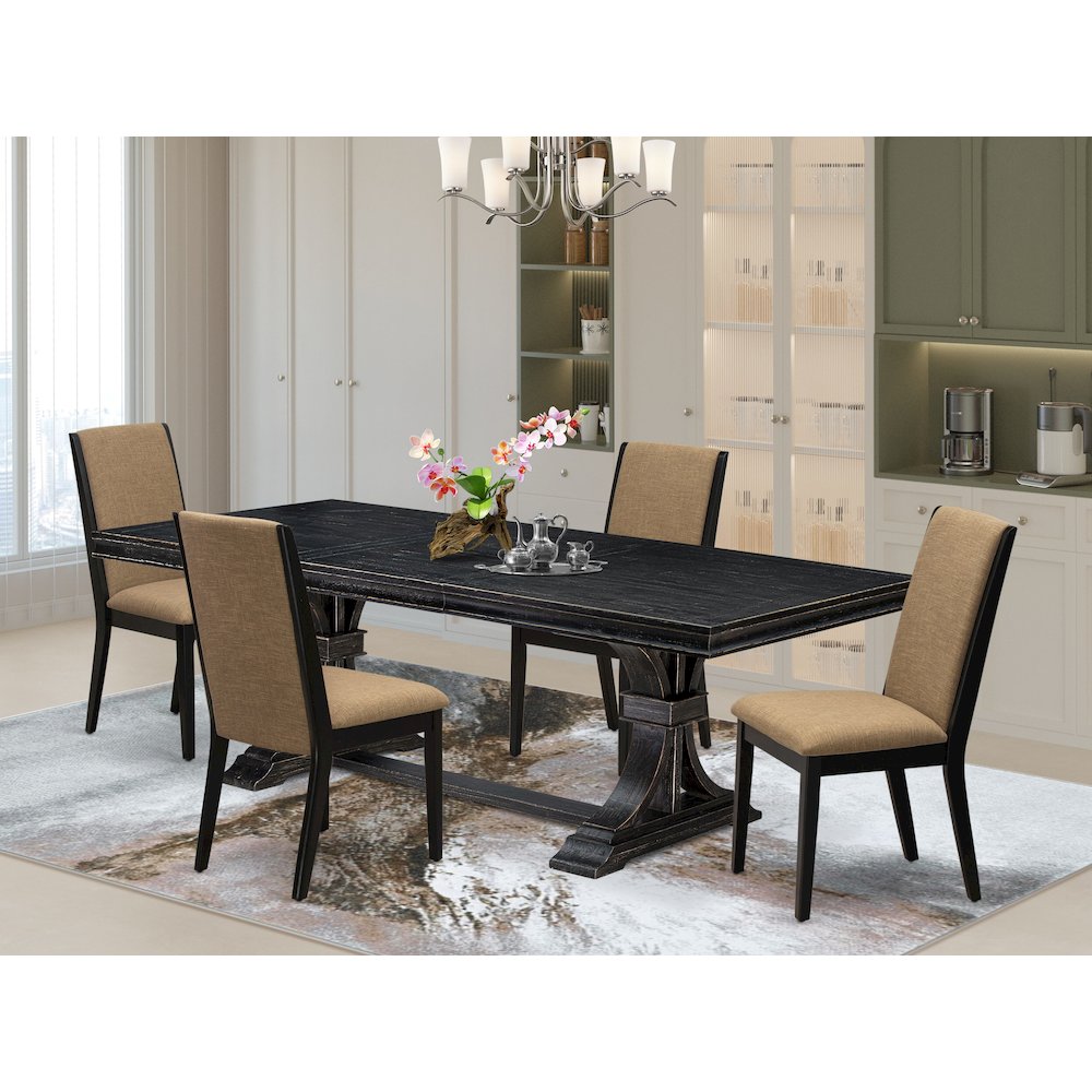 5 piece kitchen set in a dining table & 4 dining chairs & black legs. Picture 5