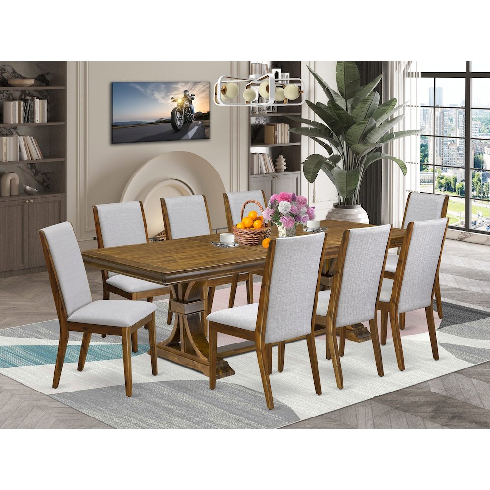 9 Pieces Dining table set a Rectangular Kitchen Table and 8 Dining Room Chairs. Picture 5