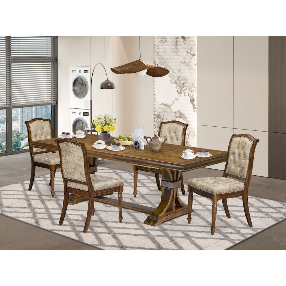 5 Pieces Dining Room set a Rectangular Modern Dining Table and 4 Kitchen Chairs. Picture 5