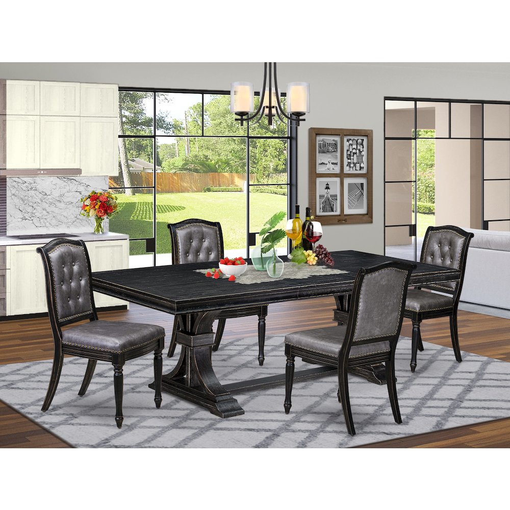 5 piece Modern Dining Set consists of a Dining Table and 4 Dining Chairs. Picture 5